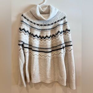 Loft cowl neck sweater, Size XL, cream/black, soft!!